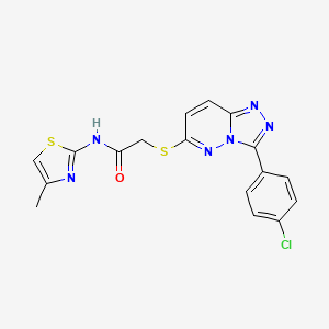 molecular formula C17H13ClN6OS2 B3407904 2-((3-(4-chlorophenyl)-[1,2,4]triazolo[4,3-b]pyridazin-6-yl)thio)-N-(4-methylthiazol-2-yl)acetamide CAS No. 852373-49-0
