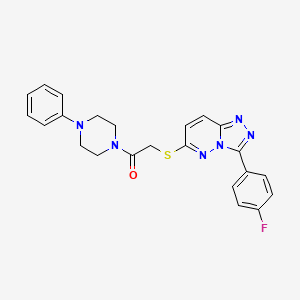 molecular formula C23H21FN6OS B3407907 2-((3-(4-Fluorophenyl)-[1,2,4]triazolo[4,3-b]pyridazin-6-yl)thio)-1-(4-phenylpiperazin-1-yl)ethanone CAS No. 852373-70-7