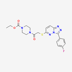 molecular formula C20H21FN6O3S B3407908 Ethyl 4-(2-((3-(4-fluorophenyl)-[1,2,4]triazolo[4,3-b]pyridazin-6-yl)thio)acetyl)piperazine-1-carboxylate CAS No. 852373-71-8