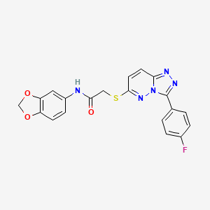 molecular formula C20H14FN5O3S B3407922 N-(benzo[d][1,3]dioxol-5-yl)-2-((3-(4-fluorophenyl)-[1,2,4]triazolo[4,3-b]pyridazin-6-yl)thio)acetamide CAS No. 852373-95-6