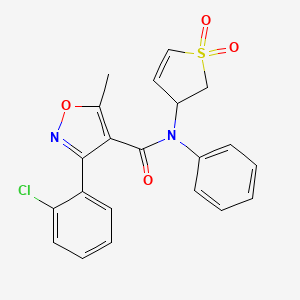molecular formula C21H17ClN2O4S B3407977 3-(2-chlorophenyl)-N-(1,1-dioxido-2,3-dihydrothiophen-3-yl)-5-methyl-N-phenylisoxazole-4-carboxamide CAS No. 852438-77-8