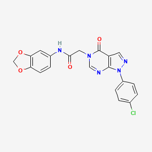 molecular formula C20H14ClN5O4 B3408003 N-(benzo[d][1,3]dioxol-5-yl)-2-(1-(4-chlorophenyl)-4-oxo-1H-pyrazolo[3,4-d]pyrimidin-5(4H)-yl)acetamide CAS No. 852441-01-1