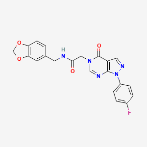 molecular formula C21H16FN5O4 B3408039 N-(benzo[d][1,3]dioxol-5-ylmethyl)-2-(1-(4-fluorophenyl)-4-oxo-1H-pyrazolo[3,4-d]pyrimidin-5(4H)-yl)acetamide CAS No. 852450-72-7