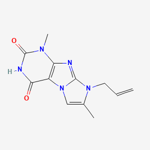 molecular formula C12H13N5O2 B3408064 1H-Imidazo(2,1-f)purine-2,4(3H,8H)-dione, 8-allyl-1,7-dimethyl- CAS No. 85592-06-9