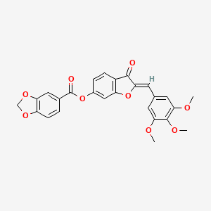 molecular formula C26H20O9 B3408071 (Z)-3-oxo-2-(3,4,5-trimethoxybenzylidene)-2,3-dihydrobenzofuran-6-yl benzo[d][1,3]dioxole-5-carboxylate CAS No. 858767-23-4