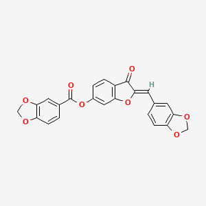 molecular formula C24H14O8 B3408114 (Z)-2-(benzo[d][1,3]dioxol-5-ylmethylene)-3-oxo-2,3-dihydrobenzofuran-6-yl benzo[d][1,3]dioxole-5-carboxylate CAS No. 859663-48-2