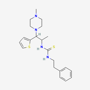 molecular formula C21H30N4S2 B3408165 1-(1-(4-Methylpiperazin-1-yl)-1-(thiophen-2-yl)propan-2-yl)-3-phenethylthiourea CAS No. 863017-57-6