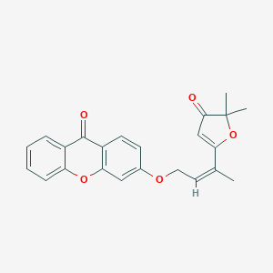 molecular formula C23H20O5 B034082 3-((3-(4,5-Dihydro-5,5-dimethyl-4-oxo-2-furanyl)-2-butenyl)oxy)-9H-xanthen-9-one CAS No. 102275-60-5