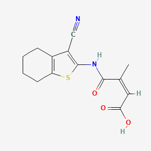 molecular formula C14H14N2O3S B3408229 (Z)-4-((3-cyano-4,5,6,7-tetrahydrobenzo[b]thiophen-2-yl)amino)-3-methyl-4-oxobut-2-enoic acid CAS No. 865593-58-4