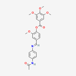 molecular formula C26H26N2O7 B3408238 (E)-4-(((4-acetamidophenyl)imino)methyl)-2-methoxyphenyl 3,4,5-trimethoxybenzoate CAS No. 865654-87-1