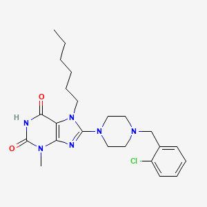 molecular formula C23H31ClN6O2 B3408252 8-(4-(2-chlorobenzyl)piperazin-1-yl)-7-hexyl-3-methyl-1H-purine-2,6(3H,7H)-dione CAS No. 868143-34-4