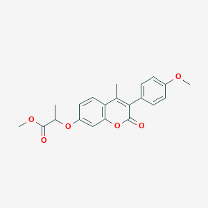 molecular formula C21H20O6 B3408327 methyl 2-{[3-(4-methoxyphenyl)-4-methyl-2-oxo-2H-chromen-7-yl]oxy}propanoate CAS No. 869080-84-2