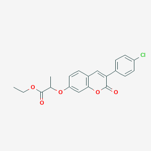 molecular formula C20H17ClO5 B3408328 ethyl 2-{[3-(4-chlorophenyl)-2-oxo-2H-chromen-7-yl]oxy}propanoate CAS No. 869080-90-0