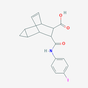 molecular formula C17H16INO3 B340833 7-[(4-Iodoanilino)carbonyl]tricyclo[3.2.2.0~2,4~]non-8-ene-6-carboxylic acid 