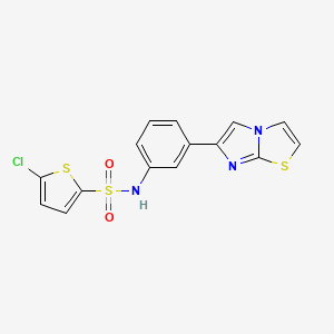 molecular formula C15H10ClN3O2S3 B3408337 5-chloro-N-(3-(imidazo[2,1-b]thiazol-6-yl)phenyl)thiophene-2-sulfonamide CAS No. 872630-24-5
