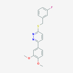 molecular formula C19H17FN2O2S B3408340 3-(3,4-Dimethoxyphenyl)-6-((3-fluorobenzyl)thio)pyridazine CAS No. 872688-76-1