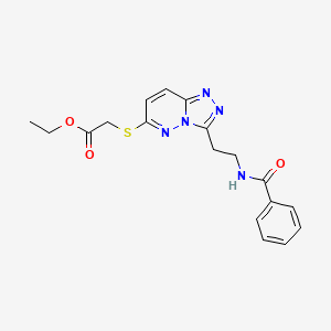 molecular formula C18H19N5O3S B3408353 Ethyl 2-((3-(2-benzamidoethyl)-[1,2,4]triazolo[4,3-b]pyridazin-6-yl)thio)acetate CAS No. 872994-45-1