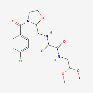 N'-{[3-(4-chlorobenzoyl)-1,3-oxazolidin-2-yl]methyl}-N-(2,2-dimethoxyethyl)ethanediamide