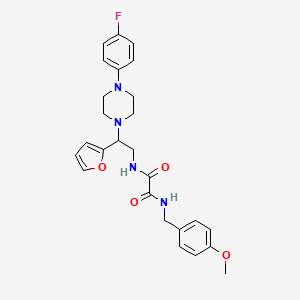 molecular formula C26H29FN4O4 B3408442 N-{2-[4-(4-fluorophenyl)piperazin-1-yl]-2-(furan-2-yl)ethyl}-N'-[(4-methoxyphenyl)methyl]ethanediamide CAS No. 877632-30-9