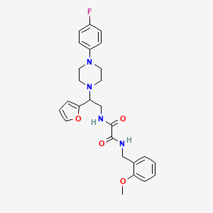 molecular formula C26H29FN4O4 B3408455 N-{2-[4-(4-fluorophenyl)piperazin-1-yl]-2-(furan-2-yl)ethyl}-N'-[(2-methoxyphenyl)methyl]ethanediamide CAS No. 877632-53-6