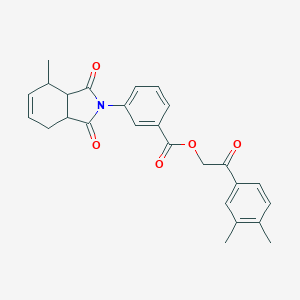 molecular formula C26H25NO5 B340846 2-(3,4-dimethylphenyl)-2-oxoethyl 3-(4-methyl-1,3-dioxo-1,3,3a,4,7,7a-hexahydro-2H-isoindol-2-yl)benzoate 