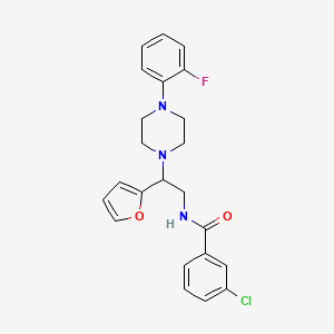 molecular formula C23H23ClFN3O2 B3408510 3-chloro-N-{2-[4-(2-fluorophenyl)piperazin-1-yl]-2-(furan-2-yl)ethyl}benzamide CAS No. 877633-20-0