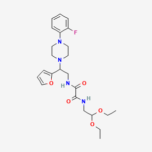 molecular formula C24H33FN4O5 B3408526 N-(2,2-diethoxyethyl)-N'-{2-[4-(2-fluorophenyl)piperazin-1-yl]-2-(furan-2-yl)ethyl}ethanediamide CAS No. 877633-26-6
