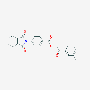 molecular formula C26H25NO5 B340853 2-(3,4-dimethylphenyl)-2-oxoethyl 4-(4-methyl-1,3-dioxo-1,3,3a,4,7,7a-hexahydro-2H-isoindol-2-yl)benzoate 