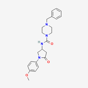 molecular formula C23H28N4O3 B3408545 4-benzyl-N-[1-(4-methoxyphenyl)-5-oxopyrrolidin-3-yl]piperazine-1-carboxamide CAS No. 877640-23-8