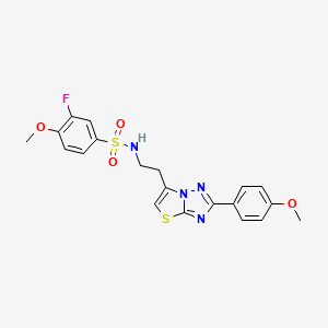 molecular formula C20H19FN4O4S2 B3408552 3-fluoro-4-methoxy-N-(2-(2-(4-methoxyphenyl)thiazolo[3,2-b][1,2,4]triazol-6-yl)ethyl)benzenesulfonamide CAS No. 877641-98-0