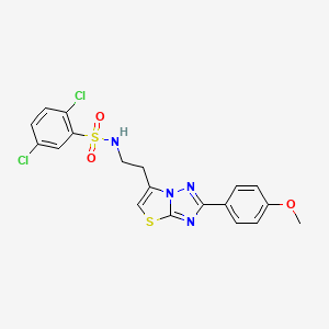 molecular formula C19H16Cl2N4O3S2 B3408557 2,5-dichloro-N-(2-(2-(4-methoxyphenyl)thiazolo[3,2-b][1,2,4]triazol-6-yl)ethyl)benzenesulfonamide CAS No. 877642-06-3