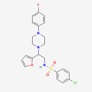 molecular formula C22H23ClFN3O3S B3408578 4-chloro-N-(2-(4-(4-fluorophenyl)piperazin-1-yl)-2-(furan-2-yl)ethyl)benzenesulfonamide CAS No. 877648-34-5