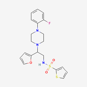 molecular formula C20H22FN3O3S2 B3408579 N-{2-[4-(2-fluorophenyl)piperazin-1-yl]-2-(furan-2-yl)ethyl}thiophene-2-sulfonamide CAS No. 877648-42-5