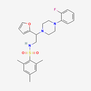 molecular formula C25H30FN3O3S B3408590 N-[2-[4-(2-fluorophenyl)piperazin-1-yl]-2-(2-furyl)ethyl]-2,4,6-trimethylbenzenesulfonamide CAS No. 877648-52-7