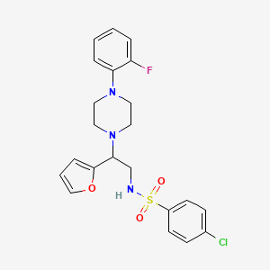 molecular formula C22H23ClFN3O3S B3408595 4-chloro-N-(2-(4-(2-fluorophenyl)piperazin-1-yl)-2-(furan-2-yl)ethyl)benzenesulfonamide CAS No. 877648-72-1