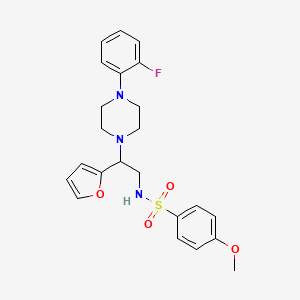 molecular formula C23H26FN3O4S B3408600 N-(2-(4-(2-fluorophenyl)piperazin-1-yl)-2-(furan-2-yl)ethyl)-4-methoxybenzenesulfonamide CAS No. 877648-80-1