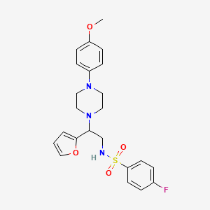 molecular formula C23H26FN3O4S B3408608 4-fluoro-N-(2-(furan-2-yl)-2-(4-(4-methoxyphenyl)piperazin-1-yl)ethyl)benzenesulfonamide CAS No. 877648-95-8
