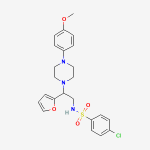 molecular formula C23H26ClN3O4S B3408610 4-chloro-N-{2-(2-furyl)-2-[4-(4-methoxyphenyl)piperazin-1-yl]ethyl}benzenesulfonamide CAS No. 877649-07-5