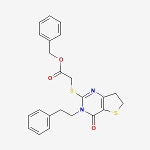 molecular formula C23H22N2O3S2 B3408616 Benzyl 2-((4-oxo-3-phenethyl-3,4,6,7-tetrahydrothieno[3,2-d]pyrimidin-2-yl)thio)acetate CAS No. 877653-14-0