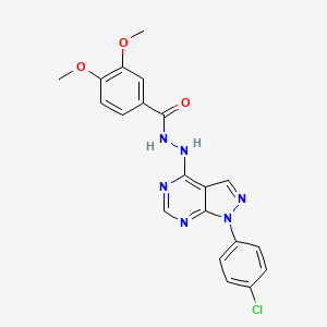 molecular formula C20H17ClN6O3 B3408687 N'-[1-(4-chlorophenyl)-1H-pyrazolo[3,4-d]pyrimidin-4-yl]-3,4-dimethoxybenzohydrazide CAS No. 881082-44-6