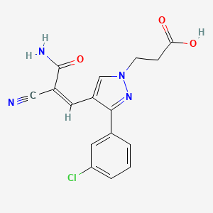 3-{4-[(1Z)-2-carbamoyl-2-cyanoeth-1-en-1-yl]-3-(3-chlorophenyl)-1H-pyrazol-1-yl}propanoic acid