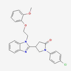 molecular formula C26H24ClN3O3 B3408706 1-(4-chlorophenyl)-4-(1-(2-(2-methoxyphenoxy)ethyl)-1H-benzo[d]imidazol-2-yl)pyrrolidin-2-one CAS No. 883640-65-1