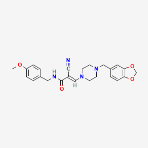 (E)-3-(4-(benzo[d][1,3]dioxol-5-ylmethyl)piperazin-1-yl)-2-cyano-N-(4-methoxybenzyl)acrylamide