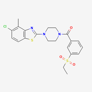 molecular formula C21H22ClN3O3S2 B3408852 (4-(5-Chloro-4-methylbenzo[d]thiazol-2-yl)piperazin-1-yl)(3-(ethylsulfonyl)phenyl)methanone CAS No. 886930-18-3