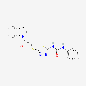 molecular formula C19H16FN5O2S2 B3408856 1-(4-Fluorophenyl)-3-(5-((2-(indolin-1-yl)-2-oxoethyl)thio)-1,3,4-thiadiazol-2-yl)urea CAS No. 886935-06-4