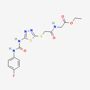 molecular formula C15H16FN5O4S2 B3408864 Ethyl 2-{2-[(5-{[(4-fluorophenyl)carbamoyl]amino}-1,3,4-thiadiazol-2-yl)sulfanyl]acetamido}acetate CAS No. 886936-36-3