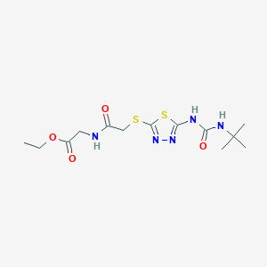 molecular formula C13H21N5O4S2 B3408865 Ethyl 2-[2-({5-[(tert-butylcarbamoyl)amino]-1,3,4-thiadiazol-2-yl}sulfanyl)acetamido]acetate CAS No. 886940-82-5
