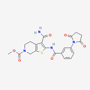 molecular formula C21H20N4O6S B3408877 methyl 3-carbamoyl-2-(3-(2,5-dioxopyrrolidin-1-yl)benzamido)-4,5-dihydrothieno[2,3-c]pyridine-6(7H)-carboxylate CAS No. 886951-84-4