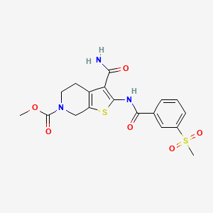 molecular formula C18H19N3O6S2 B3408883 methyl 3-carbamoyl-2-(3-(methylsulfonyl)benzamido)-4,5-dihydrothieno[2,3-c]pyridine-6(7H)-carboxylate CAS No. 886955-17-5