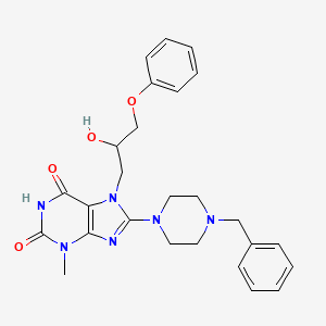 8-(4-benzylpiperazin-1-yl)-7-(2-hydroxy-3-phenoxypropyl)-3-methyl-1H-purine-2,6(3H,7H)-dione